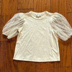 So pretty and unique! XS tshirt with pretty, mesh sleeves- excellent!